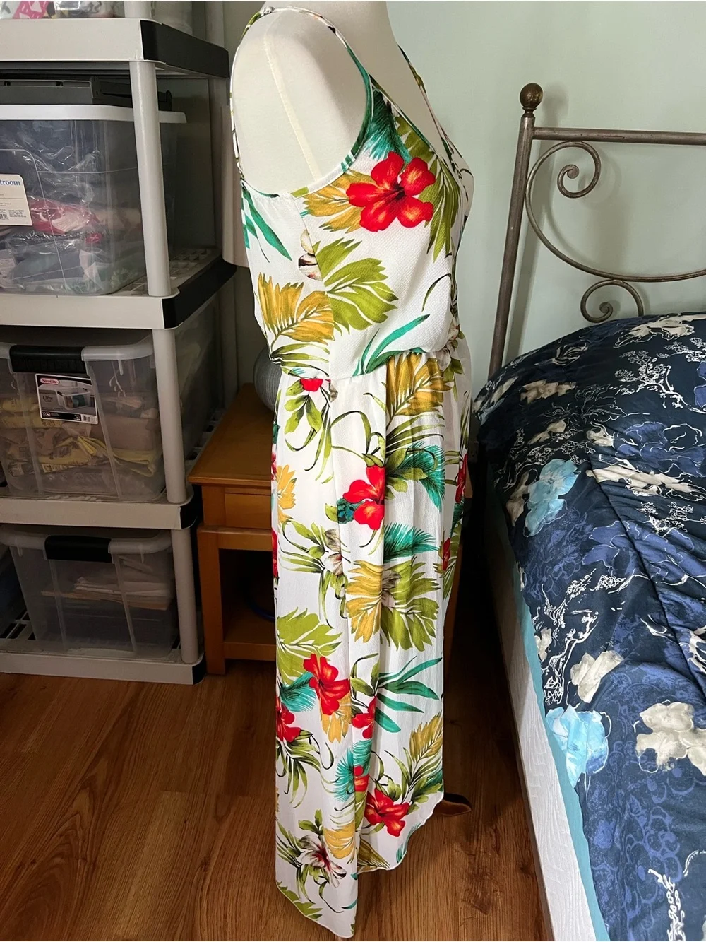 See You Monday Medium Spaghetti Strap Floral Multicolor Wrap Maxi Dress